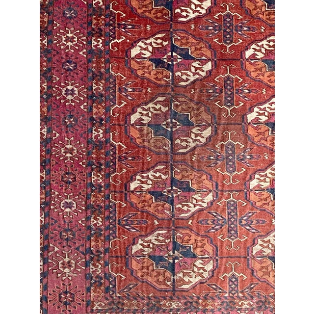 Brick Red Antique Circa 1900 Fine Tribal Turkmen Tekke Wool Rug 47" For Sale - Image 8 of 9