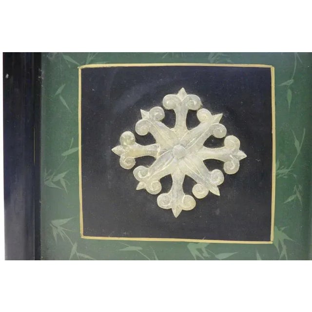 19th Century Antique Edo Period Japanese Lacquer Screen With Semi Precious Gem Stone Inlay For Sale - Image 5 of 11