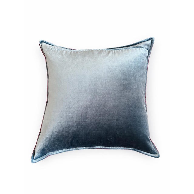 2010s Pair of 24” Custom Designer Striped Velvet Throw Pillows For Sale - Image 5 of 5