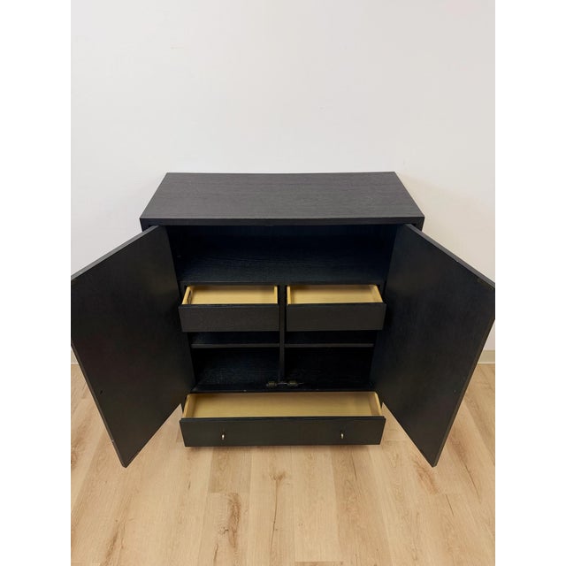 Bobby Berk Modern Black Tallboy Cabinet, Beige Oval Cane Inlay MCM Style For Sale In Tampa - Image 6 of 12