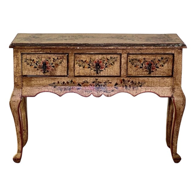 Antique Hand-Painted Console Table/Server, Pennsylvania Dutch Style, C. 1900 For Sale