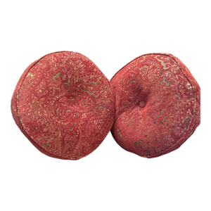 Round Deep-Red Down-Filled Paisley Pillows-a Pair