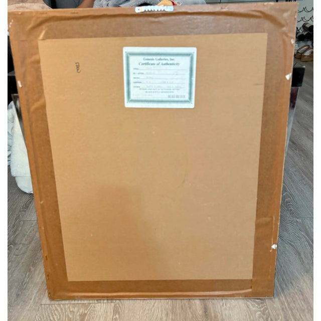 Art Deco Denise Harris Signed 1987 Hand Embellished Serigraph 25x21 Art Lily Flower For Sale - Image 3 of 8