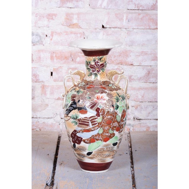 Art Deco Vase in Moriage Technique Glazed Ceramics, Japan, 1910s For Sale - Image 3 of 9