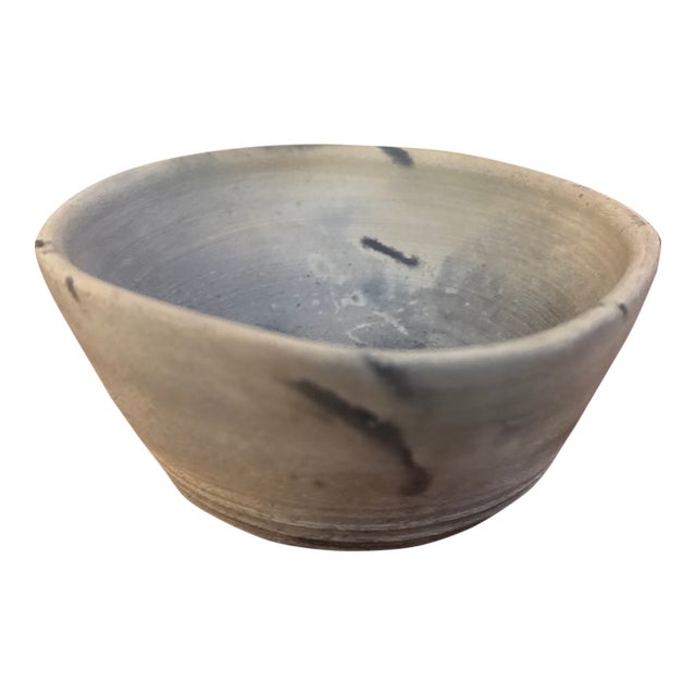Marbled Pottery Bowl Signed For Sale