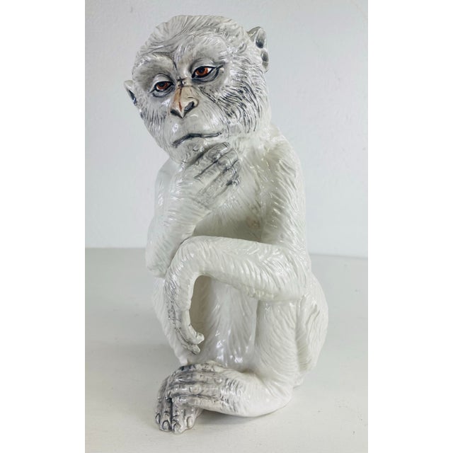 1960s Mid-Century Vintage Italian Hand Painted Pottery Monkey Sculpture For Sale - Image 5 of 10