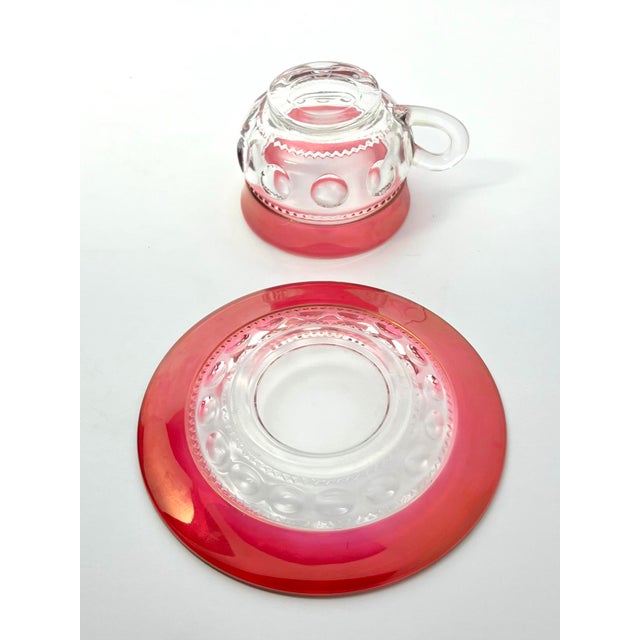 1950s American Tiffin-Franciscan “King’s Crown” Set of 7 Cranberry Red Tea Cups & Saucers - 14 pcs For Sale In Dallas - Image 6 of 6