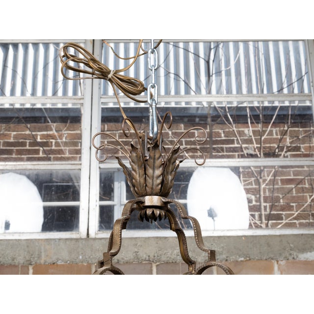 1920s French Art Deco Iron Chandelier Eight Light Chandelier with Scrolling Arms For Sale - Image 10 of 12