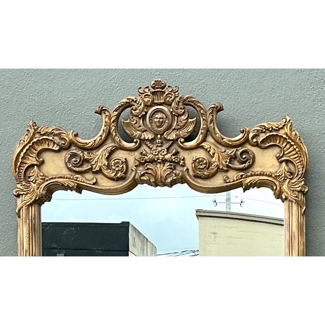 Vintage Rococo Style Gold Frame Mirror For Sale - Image 9 of 12