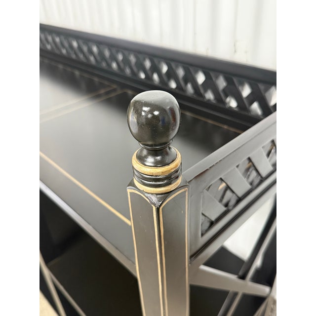 1990s Ardley Hall Regency Style Tiered Black Console / Sofa Table For Sale - Image 5 of 11
