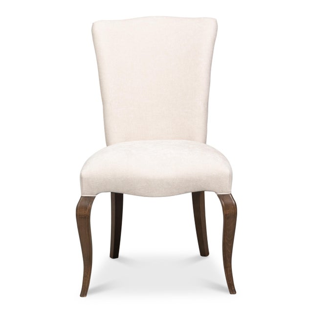 Louis XV Dining Chairs in Cream with Dark Brown Legs, Sets of 2 For Sale - Image 4 of 12