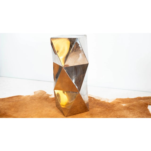 Late 20th Century Late 20th Century Modernist Geometric 'Origami' Metal Sculptural Pedestal For Sale - Image 5 of 16