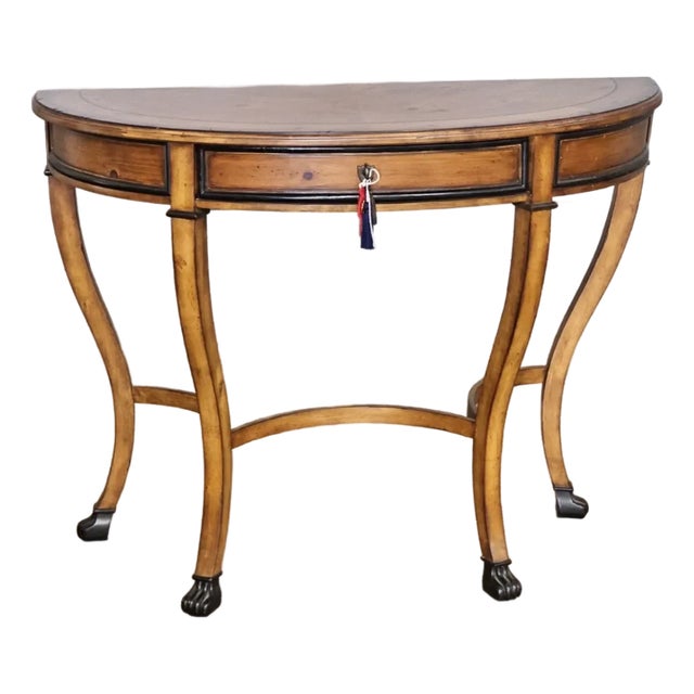 Hekman Pine Demi Lune Hall Table Console Table Sofa Table Paw Feet W Drawer For Sale