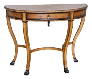 Hekman Pine Demi Lune Hall Table Console Table Sofa Table Paw Feet W Drawer