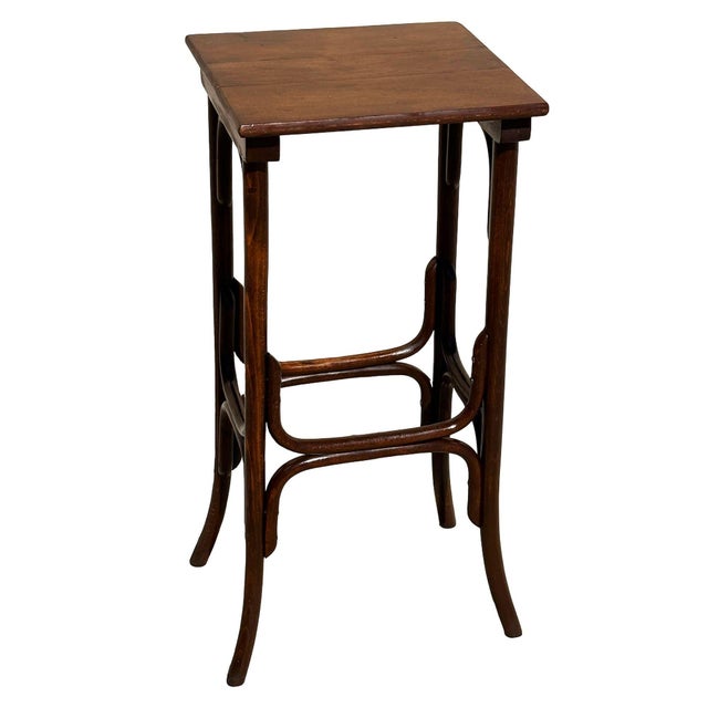Vienna Secession Bent Oak Pedestal Tall Side Table Plant Stand Attributed to Thonet For Sale - Image 4 of 8
