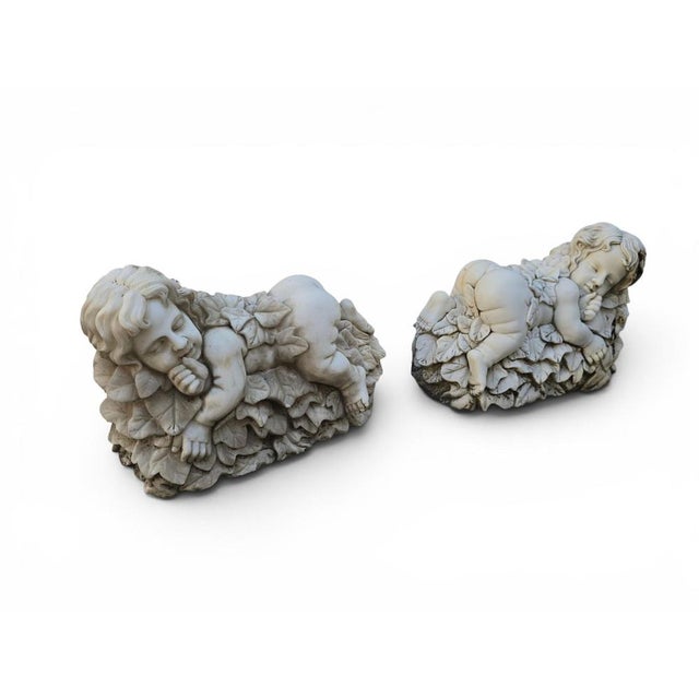 Italian Artist, Cherub Sculptures, Late 20th Century, Marble, Set of 2 For Sale - Image 4 of 11