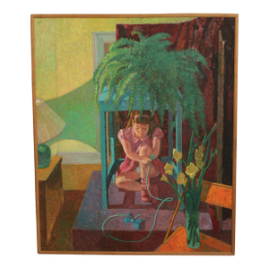 Robert Finch Oil Painting, Girl Under Fern