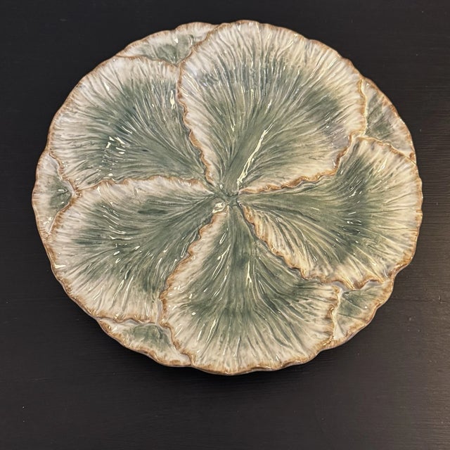 This is the iconic **Belle Classique Cabbage** canapé / luncheon plate from Fitz & Floyd’s most sought-after majolica...