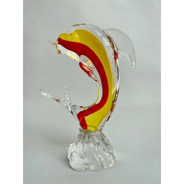 Mid-Century Modern 1960s Mid- Century Murano Art Glass Dolphin Fish Sculpture For Sale - Image 3 of 8