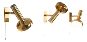 Vintage Brass Adjustable Wall Lamps, 1970s, Set of 3