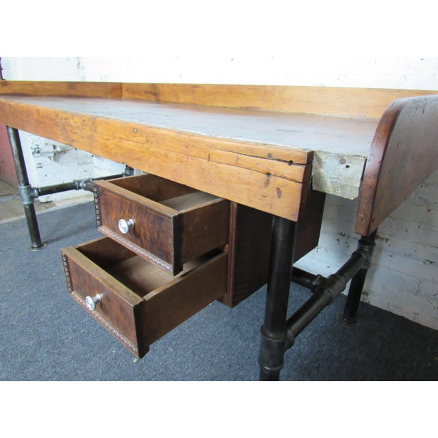 Brown Large Industrial Table For Sale - Image 8 of 13