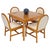 Leather basket weave wicker style square dining room table 4 chairs glass top set. All new beige wool upholstery. Table...