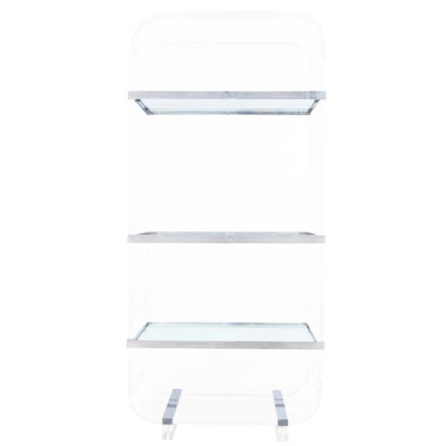 1970s Vintage Steel and Lucite "Waterfall" Etagere Attributed to Charles Hollis Jones For Sale - Image 12 of 12