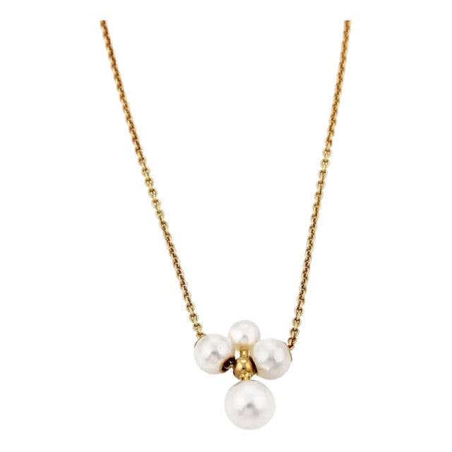 Mikimoto Pearls 18k Yellow Gold Pendant Necklace For Sale