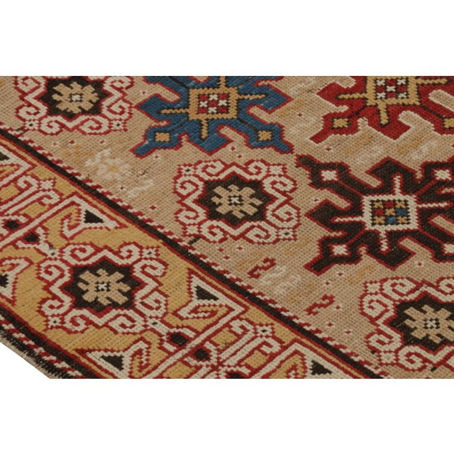 Traditional Antique Kuba Geometric Beige and Golden-Yellow Wool Runner For Sale - Image 3 of 7