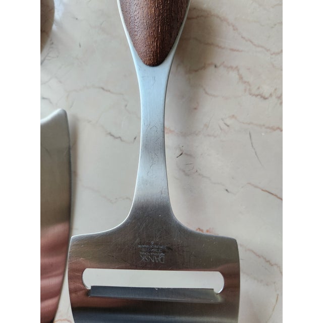 Wood Dansk Vivianna Torun Cheese Slicer Knife Set Teak Stainless For Sale - Image 7 of 8