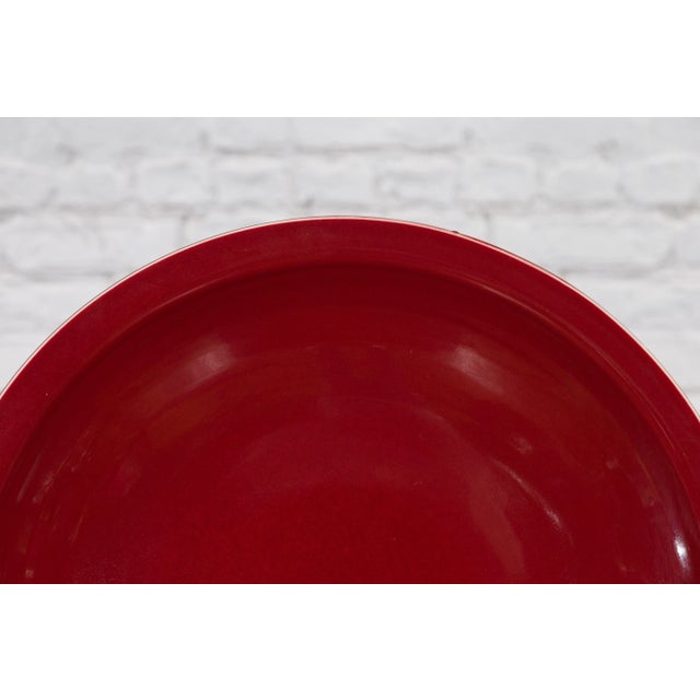 Chinese Vintage Large Porcelain Platter with Oxblood Color For Sale In New York - Image 6 of 13