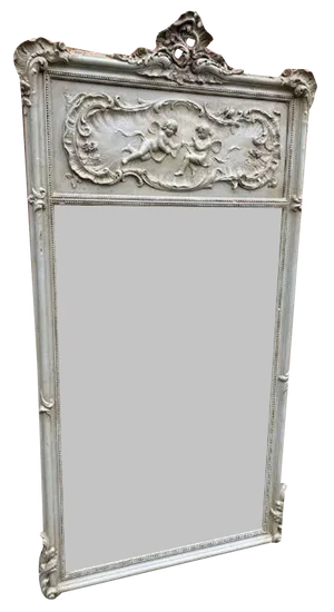 19th Century French Carved Wood & Gesso Painted Mirror