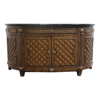 Collezione Europa Mahogany Traditional Neoclassical Revival 66" Demilune Buffet W. Granite Top For Sale