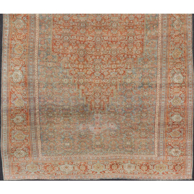 Tribal Antique Persian Bidjar Rug in Herati Design With Medallion in Soft Muted Colors For Sale - Image 3 of 15