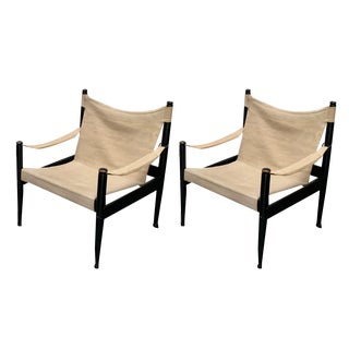 Set of Mid-Century Danish Safari Chairs by Erik Wørts for Niels Eilersen, 1960s For Sale