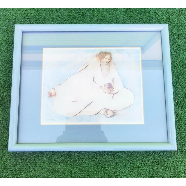 Vintage Rc Gorman Framed Blue Woman With Child Signed Print Wall Art For Sale In West Palm - Image 6 of 6