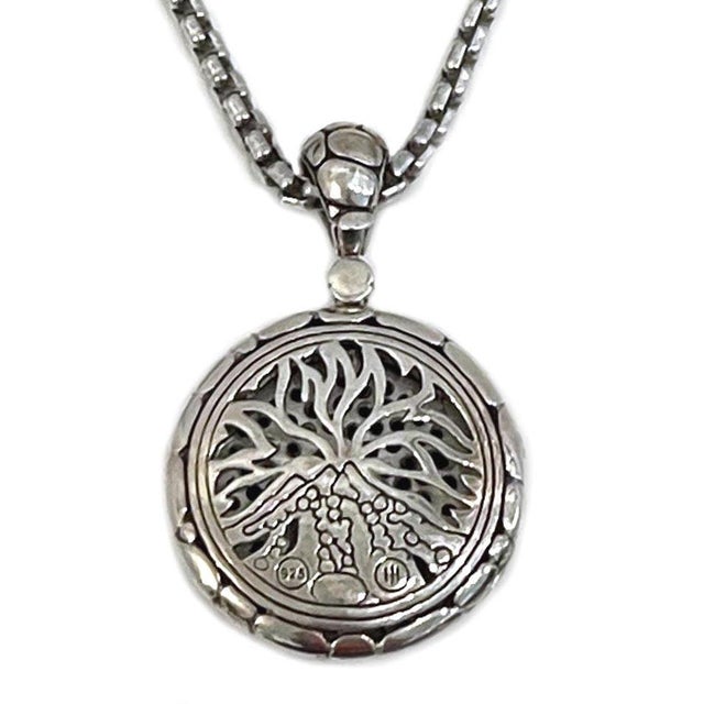 Contemporary John Hardy Sterling Black Sapphire Kali Lava Enhancer Pendant on 26" Box Chain For Sale - Image 3 of 5