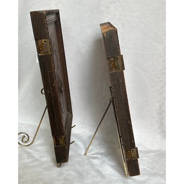 Brown Antique Carved Panels Wall Decor- Set of 2 For Sale - Image 8 of 12
