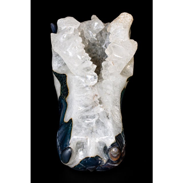 Late 20th Century Late 20th Century Rock Crystal Geode Dragon Head Modern Sculpture 8.5 Lb For Sale - Image 5 of 14