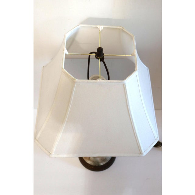 Glass Vintage Mid 20th Century Marbelized Glass Table Lamp and Shade For Sale - Image 7 of 13
