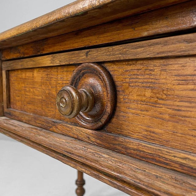 Italian Wooden Table with 2 Drawers and Turned Legs, 1800s For Sale - Image 14 of 18