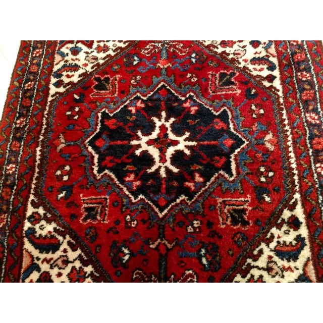 Traditional Vintage Persian Heriz Serapi Area Rug in Near Square Size in Red, Ivory, Navy For Sale - Image 3 of 9