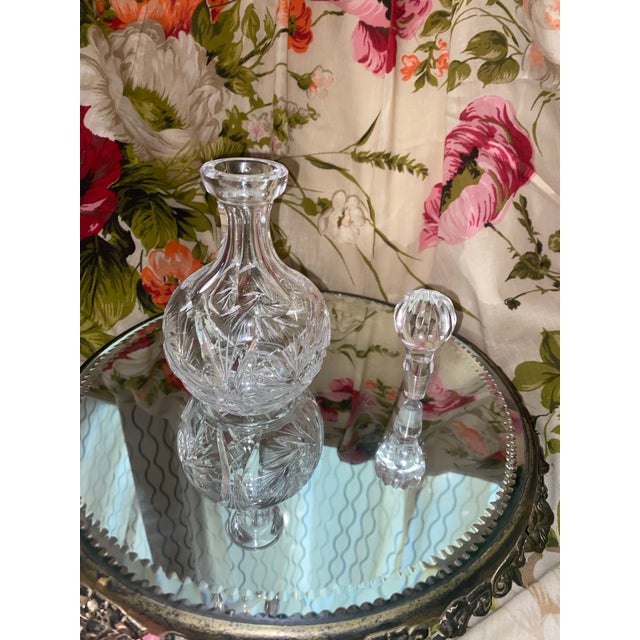 American Antique Cut Glass Pinwheel Star Pattern Perfume Decanter With Stopper. For Sale - Image 3 of 11