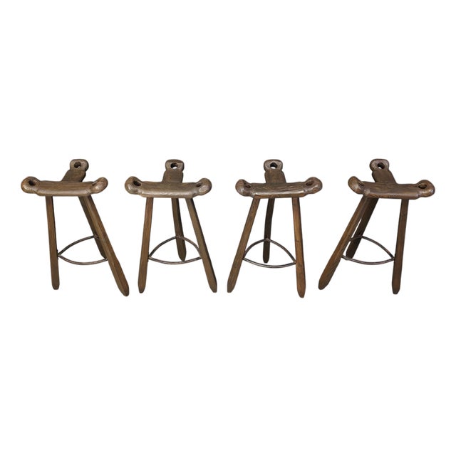 Vnitage Brutalist Bar Stools, 1960s, Set of 4 For Sale