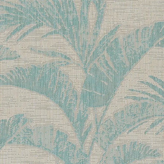 Aqua Momeni Contemporary Indoor/Outdoor Riviera Palm Rug in Aqua, 5'3" x 7' For Sale - Image 8 of 9