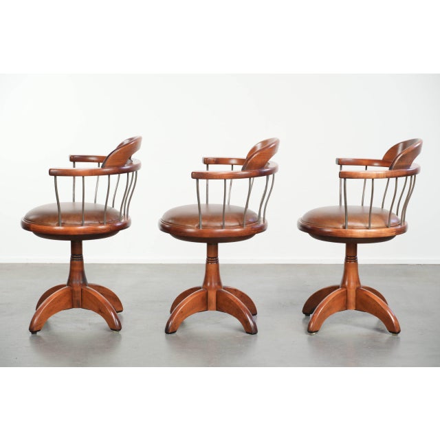 Vintage Swivel Schuitema Chairs with Cowhide Leather Seat, Set of 3 For Sale - Image 5 of 18