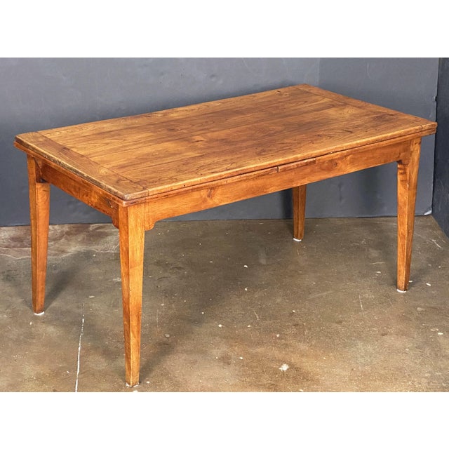 French Large French Farm Table of Cherry Wood With Two Draw Leaves For Sale - Image 3 of 14