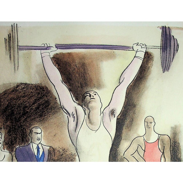 Milivoj Uzelac, Weightlifting: Weights and Dumbbells, 1932, Original Lithograph For Sale - Image 4 of 5