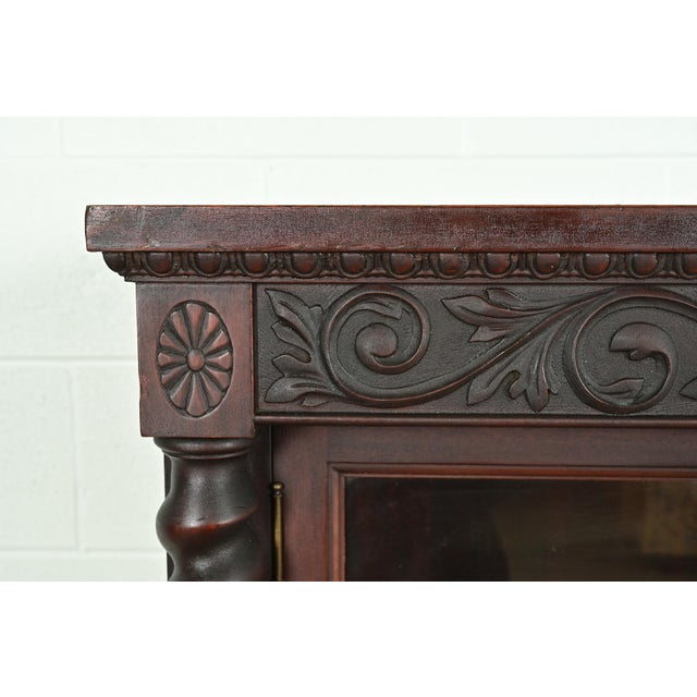 R. J. Horner Style American Empire Carved Mahogany Triple Bookcase With Lion Paw Feet, Circa 1890s For Sale In South Bend - Image 6 of 13