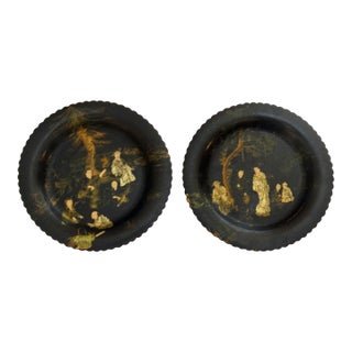 19th-Century English Chinoiserie Papier Mache Trays, a Pair For Sale